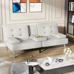 Sillón Reclinable Sofá Cama Piel Sintética Blanco Minimalist
