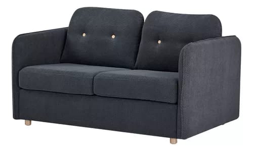 Sofácama Futón Sillón Reclinable Colchonado Matrimonial Eke Color Negro Diseño De La Tela Lisa