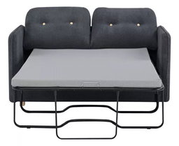 Sofácama Futón Sillón Reclinable Colchonado Matrimonial Eke Color Negro Diseño De La Tela Lisa