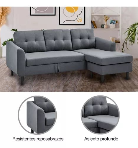 Sillón Sala Sofa Cama Derecho Comodo Elegante Minimalista_8