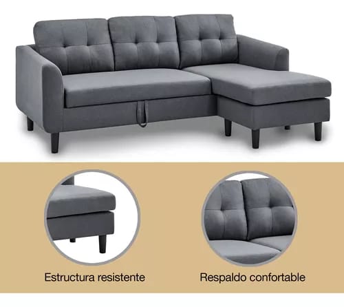 Sillón Sala Sofa Cama Derecho Comodo Elegante Minimalista_7