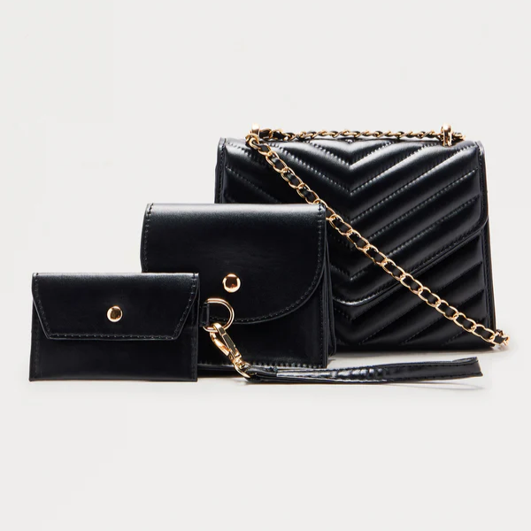 Three Is Better Than One Crossbody Bag - Black