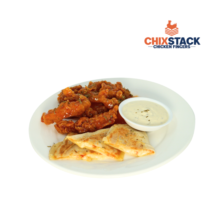 Honey Sriracha Chicken Fingers & Cheese Quesadilla