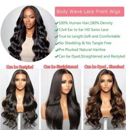 Body Wave Human Hair | 13x4 Lace Frontal | 180% Density