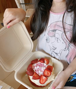 DIY Bento Cake with fresh cream, fruits and sprinkles