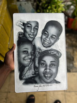 PORTRAIT BLANC NOIR FORMAT 30/45 PLACAGE 