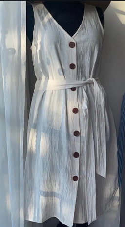 Linen dress front button
