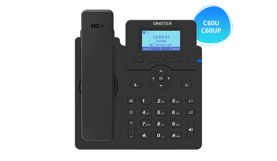 DINSTAR C60SP Entry Level IP Phone with POE & With Adapter