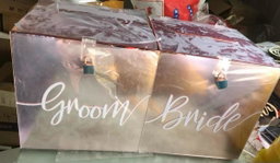 Acrylic Mirror Rose Gold Wedding Wishing Box Money Angpao With Lock (Bride & Groom)