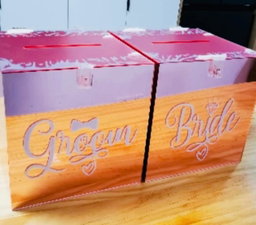 Acrylic Mirror Rose Gold Wedding Wishing Box Money Angpao With Lock (Bride & Groom)