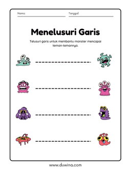 Kids Monster Worksheet 100 halaman