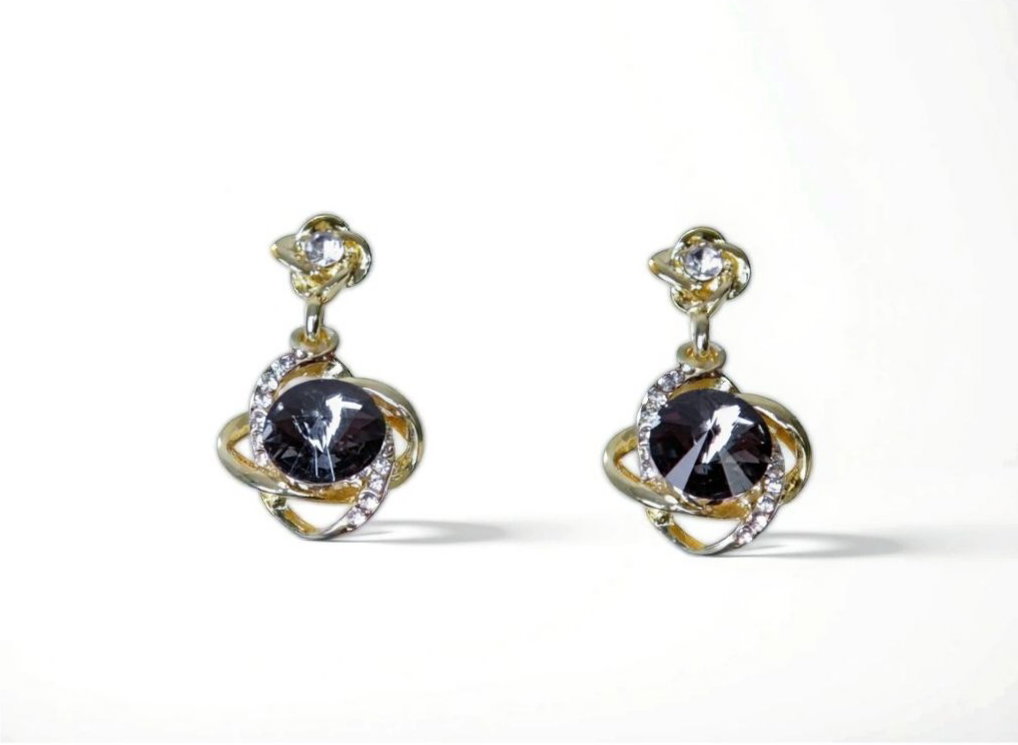 Luxury Gold Plated Crystal Drop Earrings_0