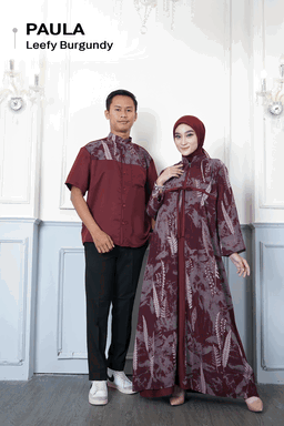 Paula Couple Set Gamis & Kemeja bahan Ceruty