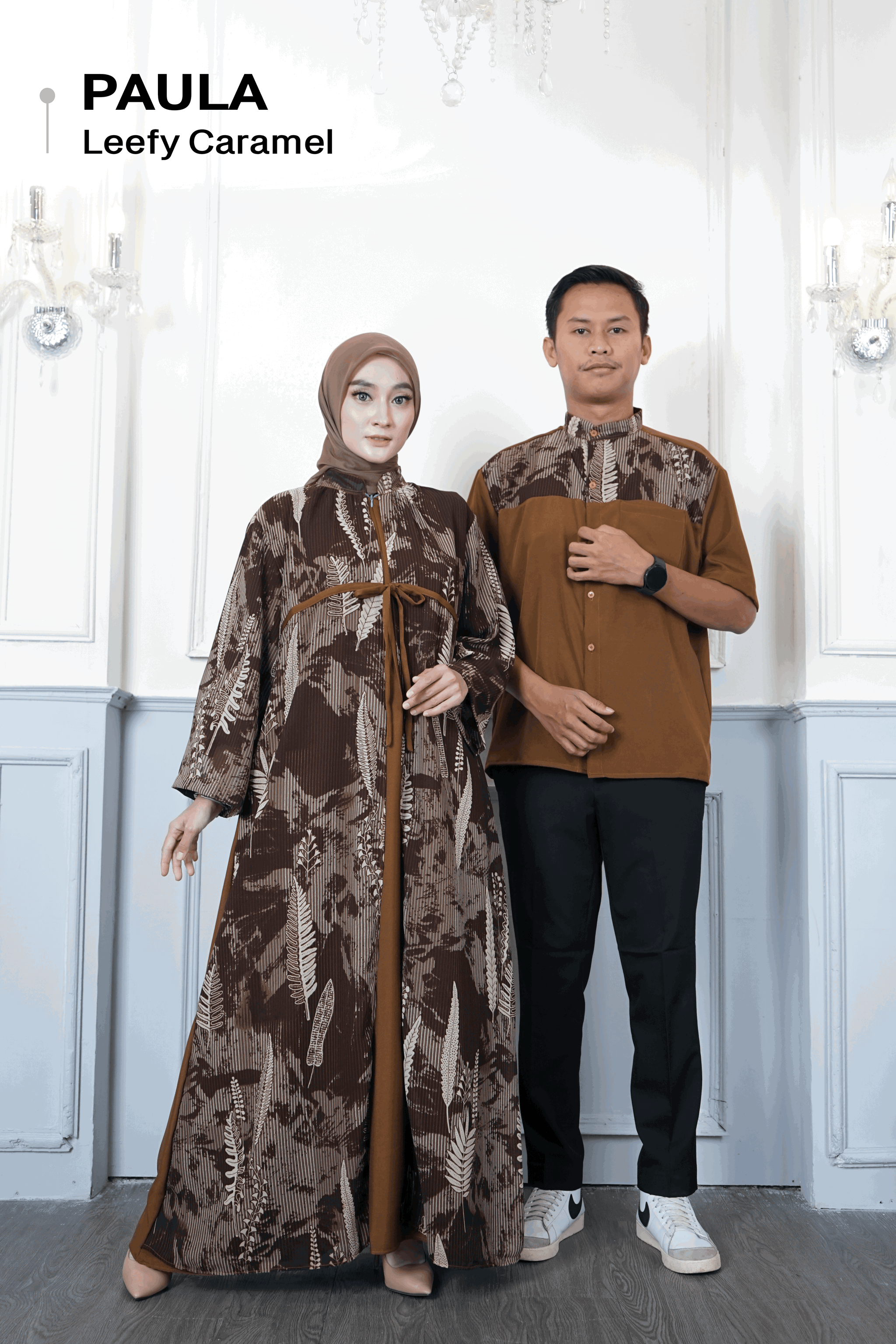 Paula Couple Set Gamis & Kemeja bahan Ceruty_1