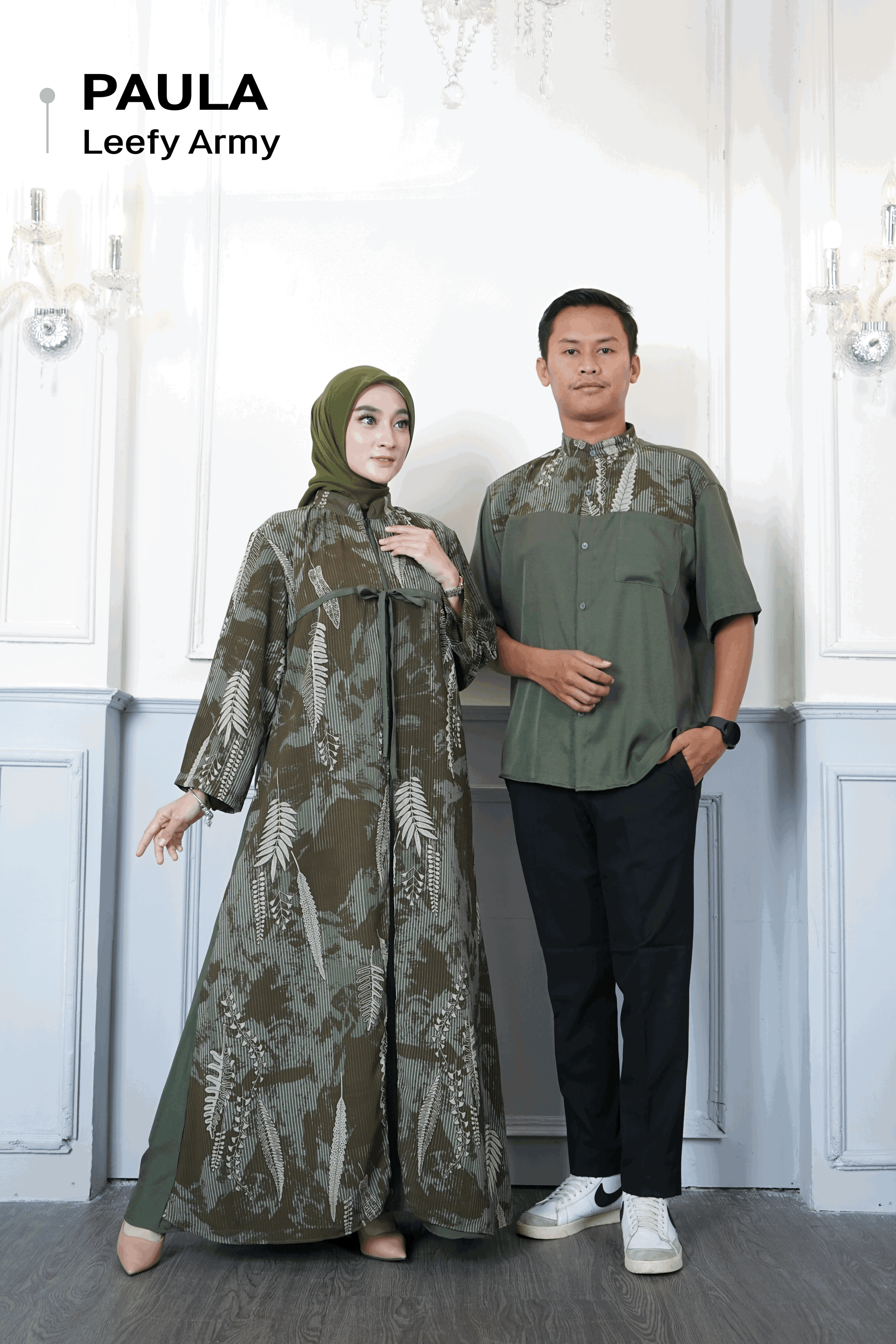 Paula Couple Set Gamis & Kemeja bahan Ceruty_4