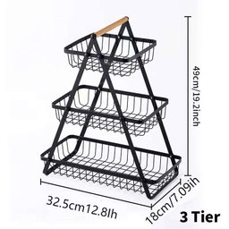 Three-Tier Portable Fruit Basket with Handle