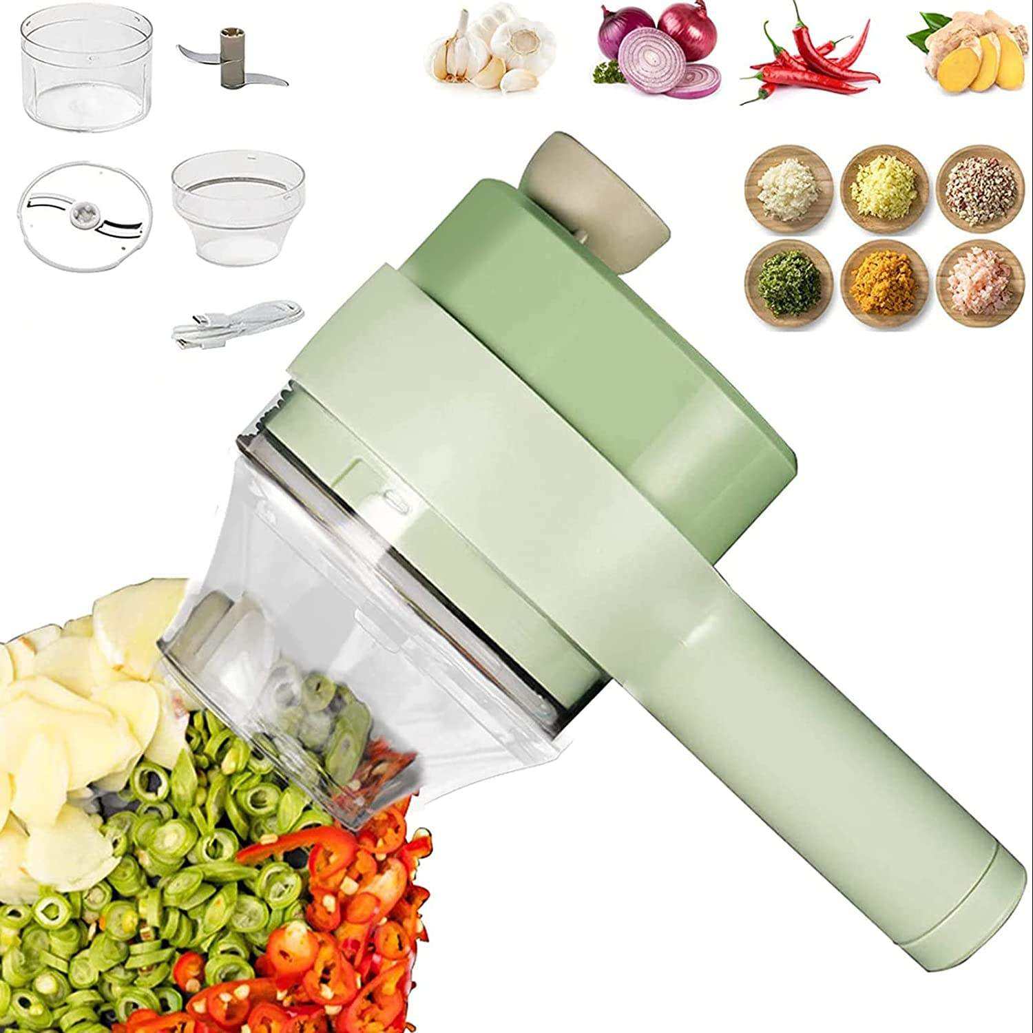 4-in-1 Electric Vegetable Cutter & Chopper Set_0