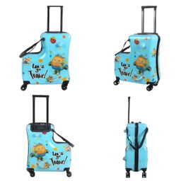 YELLOW B DUCK / BLUE L LUGGAGE WITH SEATBELT 