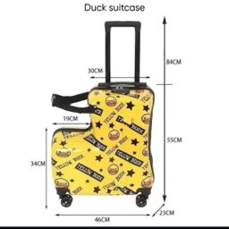 YELLOW B DUCK / BLUE L LUGGAGE WITH SEATBELT 
