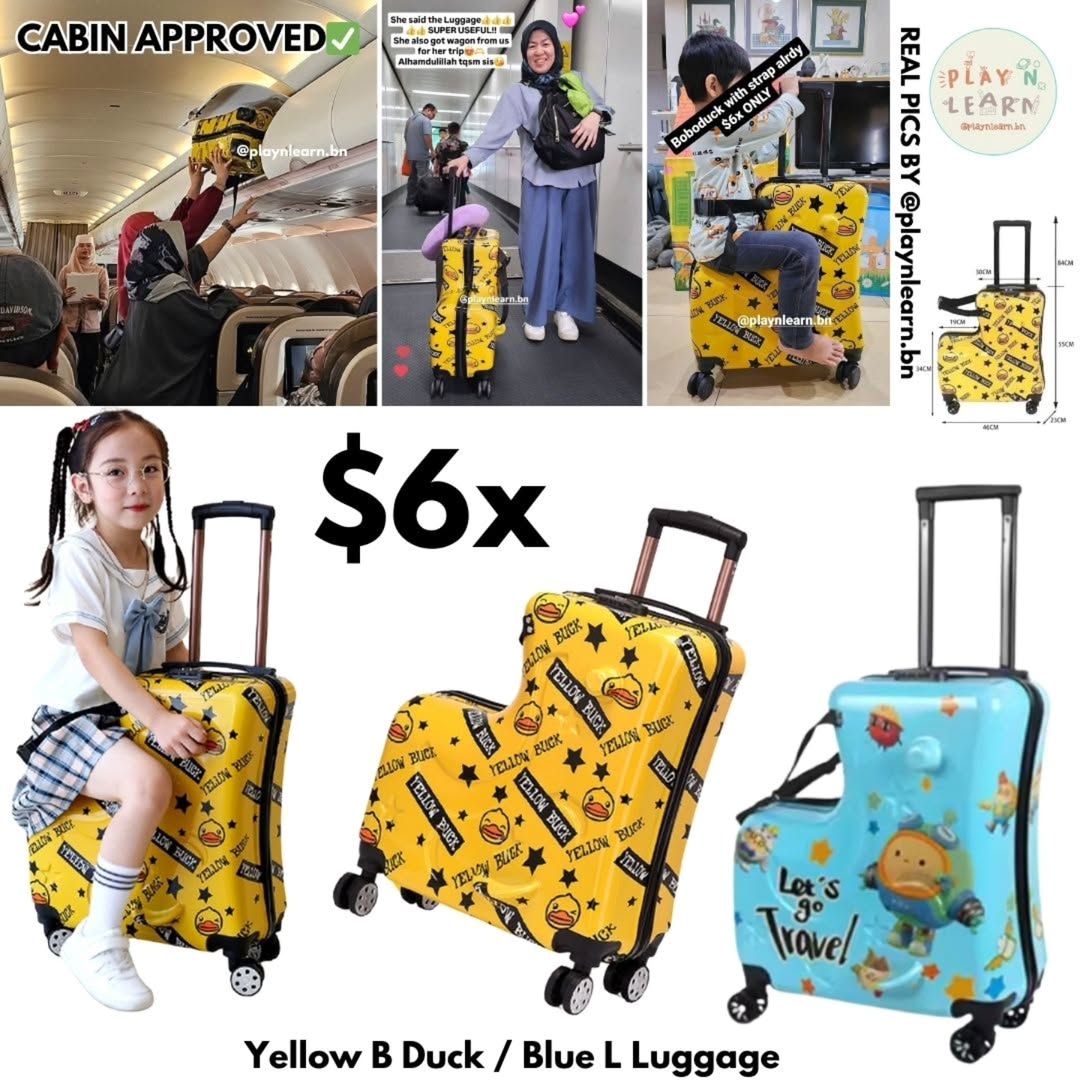 YELLOW B DUCK / BLUE L LUGGAGE WITH SEATBELT 