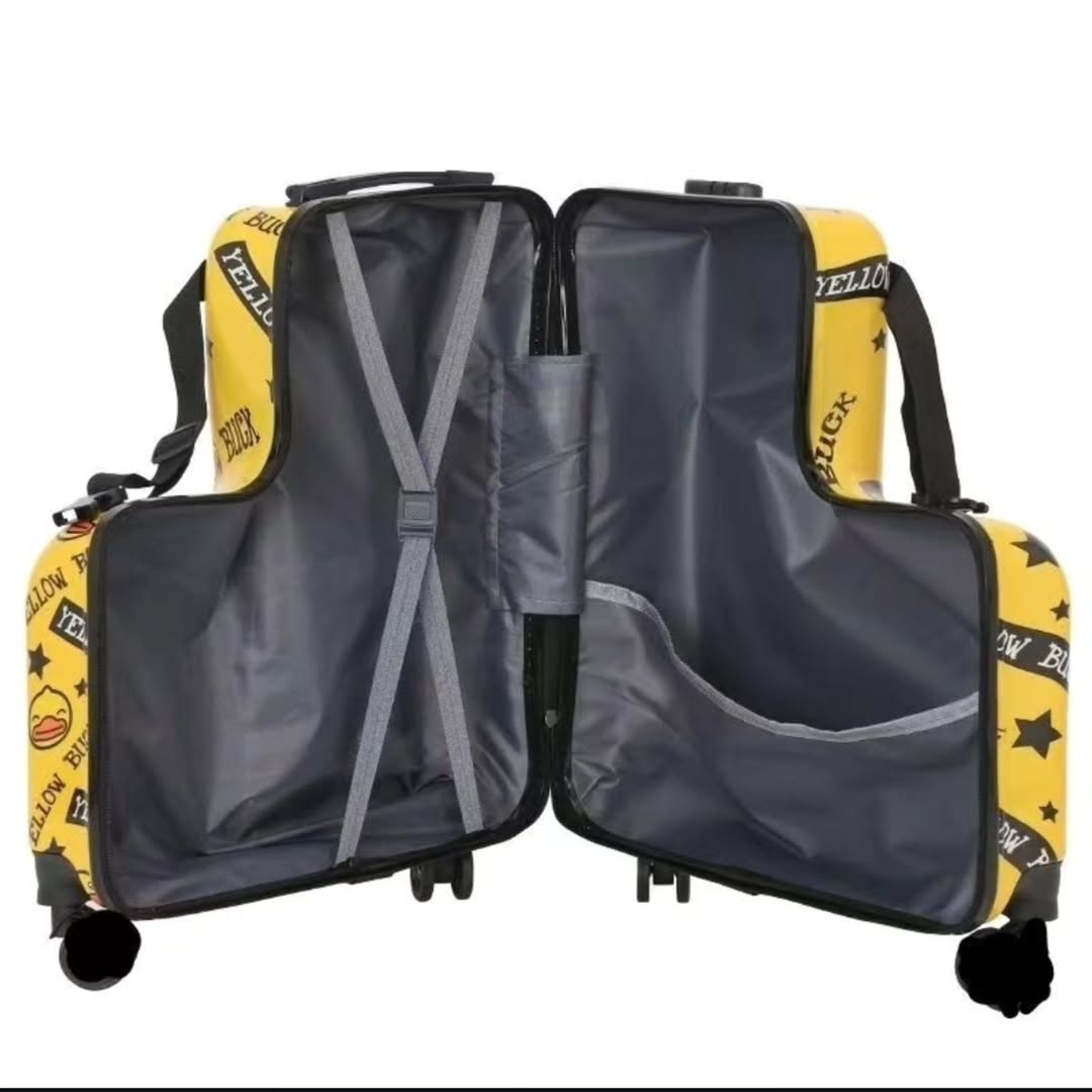 YELLOW B DUCK / BLUE L LUGGAGE WITH SEATBELT _2