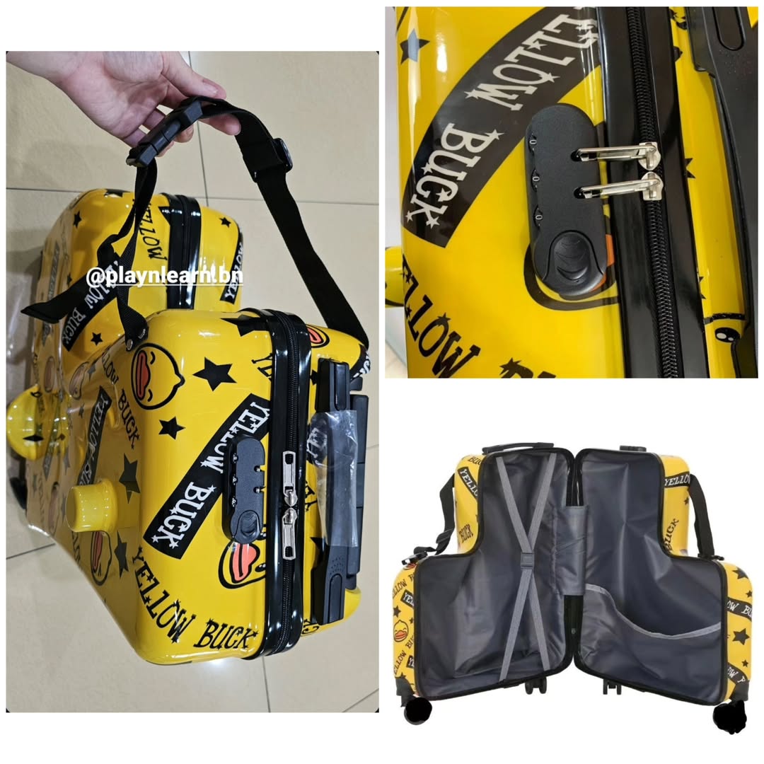 YELLOW B DUCK / BLUE L LUGGAGE WITH SEATBELT _3