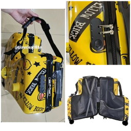 YELLOW B DUCK / BLUE L LUGGAGE WITH SEATBELT 