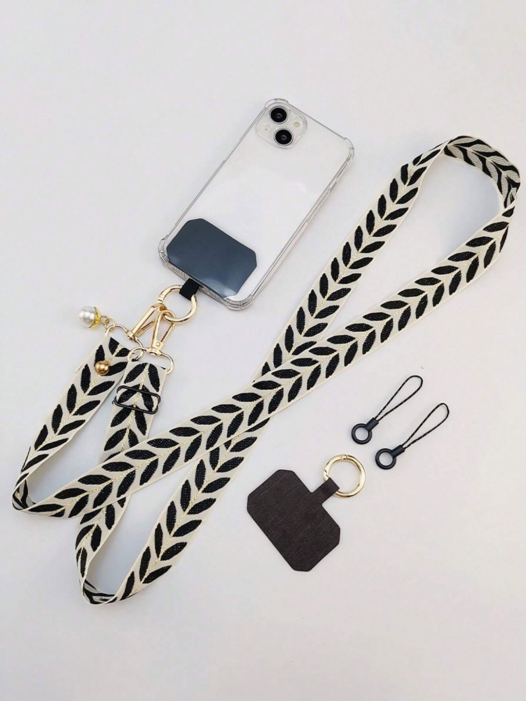Twisted leaves design phone strap