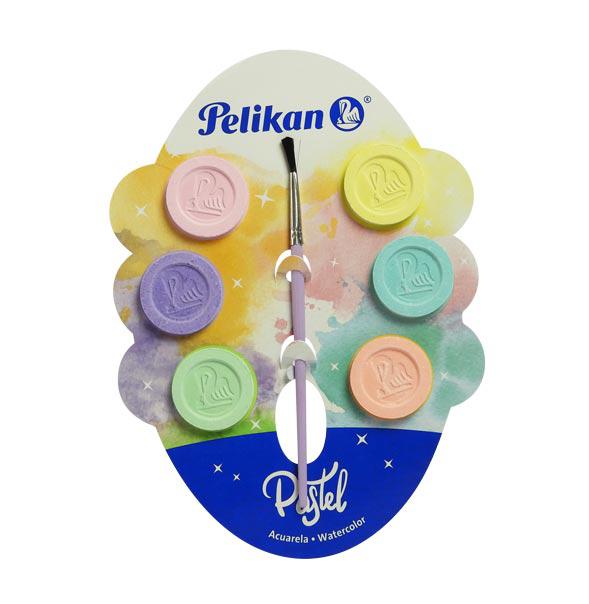 Acuarelas pelikan 6 pastillas colores pastel base de cartón