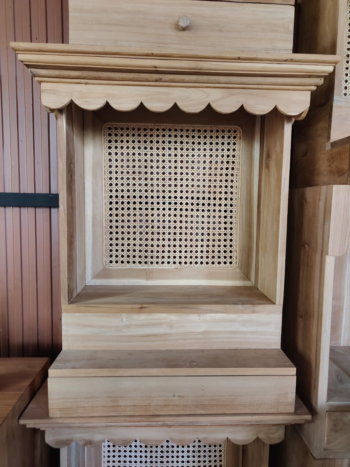 Teak Rattan Pooja Ghar 50x60cm_0