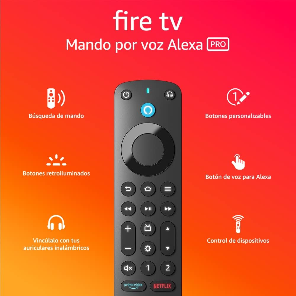 Control remoto por voz Alexa Pro con buscador de control remoto, controles de TV y botones retroiluminados