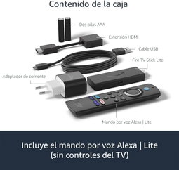 Fire TV Amazon Stick Lite con mando por voz Alexa | Lite (sin controles del TV), streaming HD