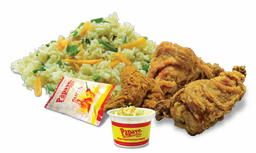 Broasted Chicken Rice with Coleslaw