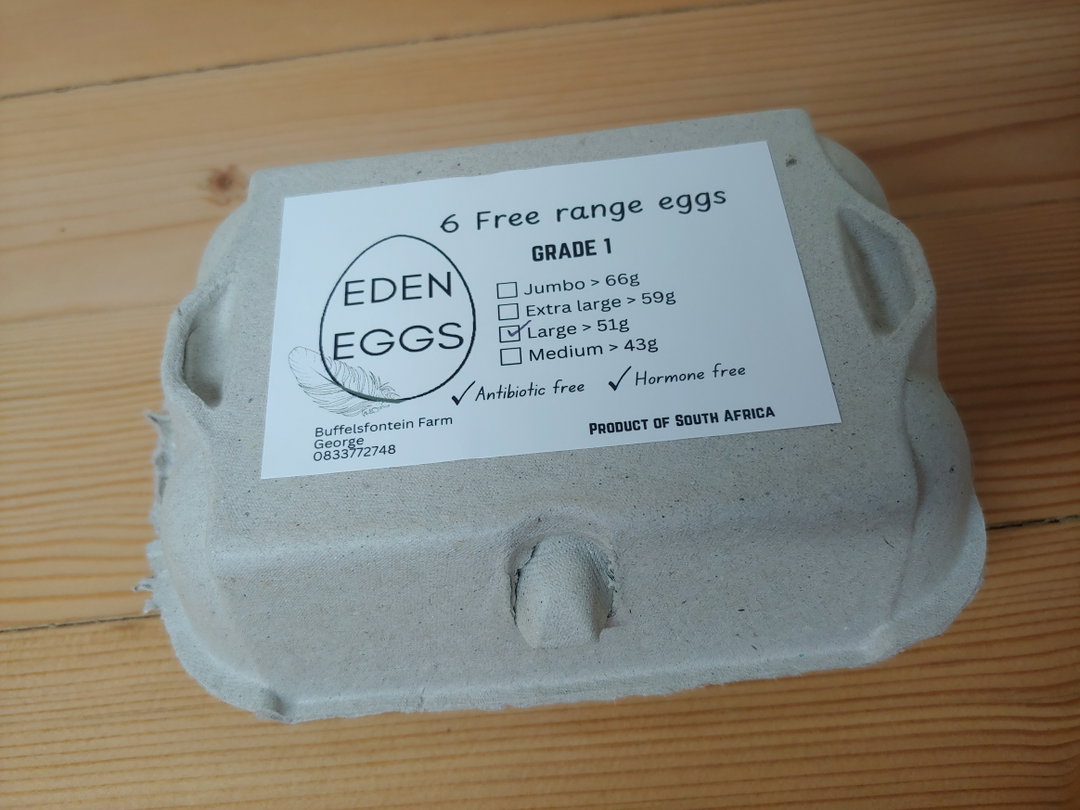 6 large free range eggs (>51g)