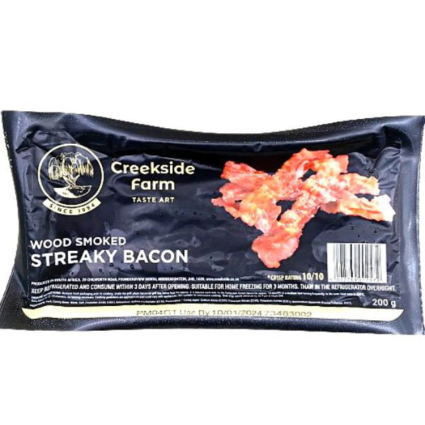 Creekside Farm Wood Smoked Streaky Bacon 200g_0