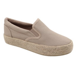 LADIES FLATFORM ESPADRILLE SLIP ON KHAKI