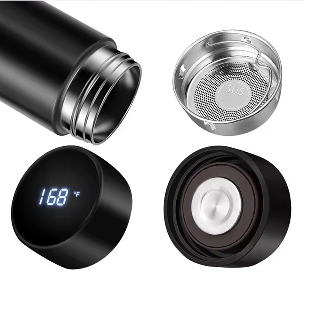  Smart LED Temperature Display Metal Insulation Water Bottle _3