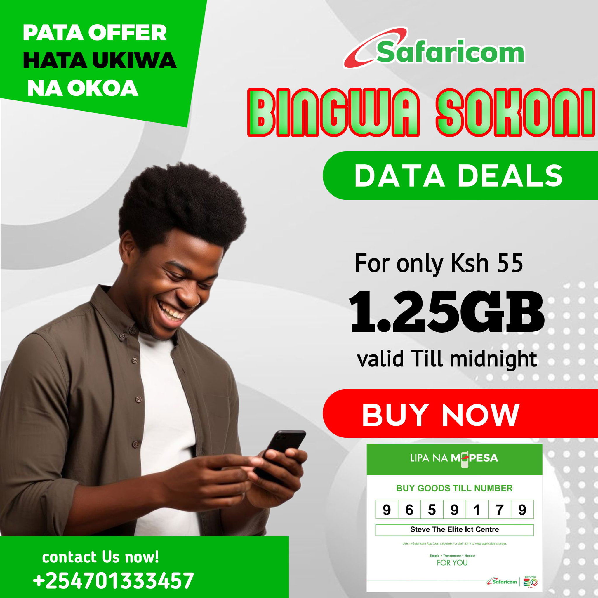 Get 1.25gb @55kes valid until midnight even if you have okoa jahazi _0