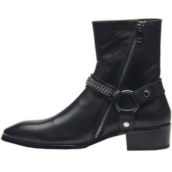 Men's Genuine Leather BLACK Boots Size 43