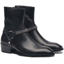 Men's Genuine Leather BLACK Boots Size 43