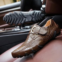 Handmade leather men mocassin shoes