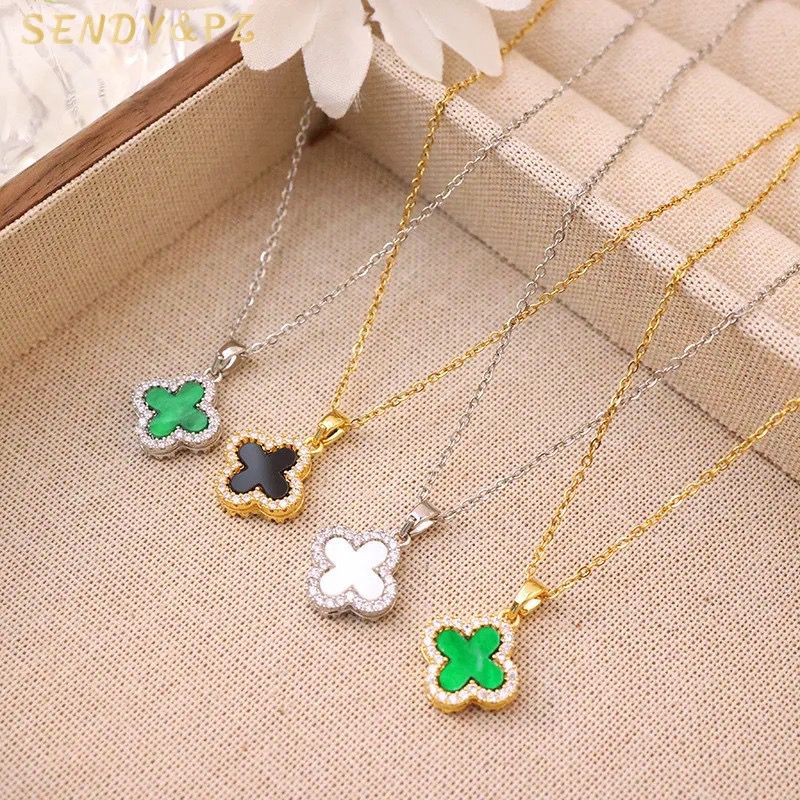 Collier trèfles et strass_9