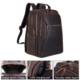 Computer Backpack Duffle Bag Genuine Leather