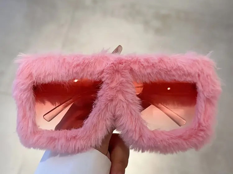 Fluffy Oversized Sunglasses Pink