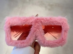 Fluffy Oversized Sunglasses Pink