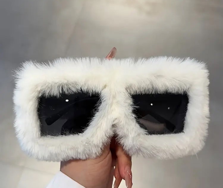 Fluffy Oversized Sunglasses White