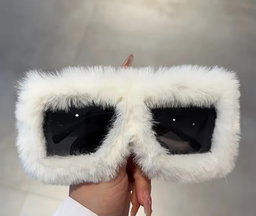 Fluffy Oversized Sunglasses White