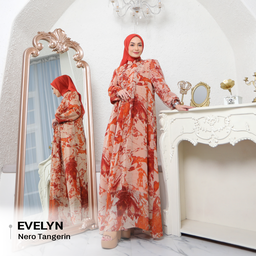 Evelyn Dress Bahan Ceruty Premium Set Hijab