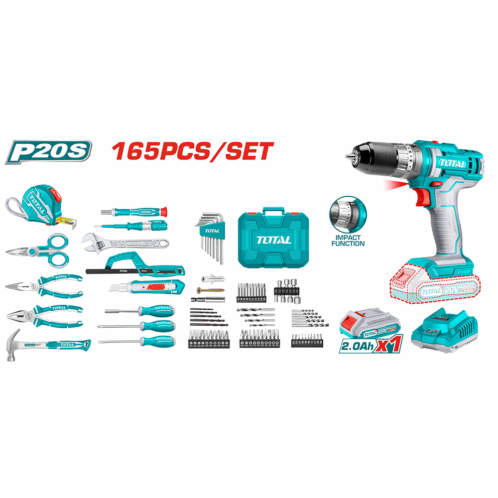 Set scule si unelte 12V 2Ah Total THKTHP11652 165buc._0
