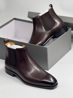 Cie Brogues Chelsea Beveled Waist/Fiddle-back Ankle Boots Leather Sole Men High Quality